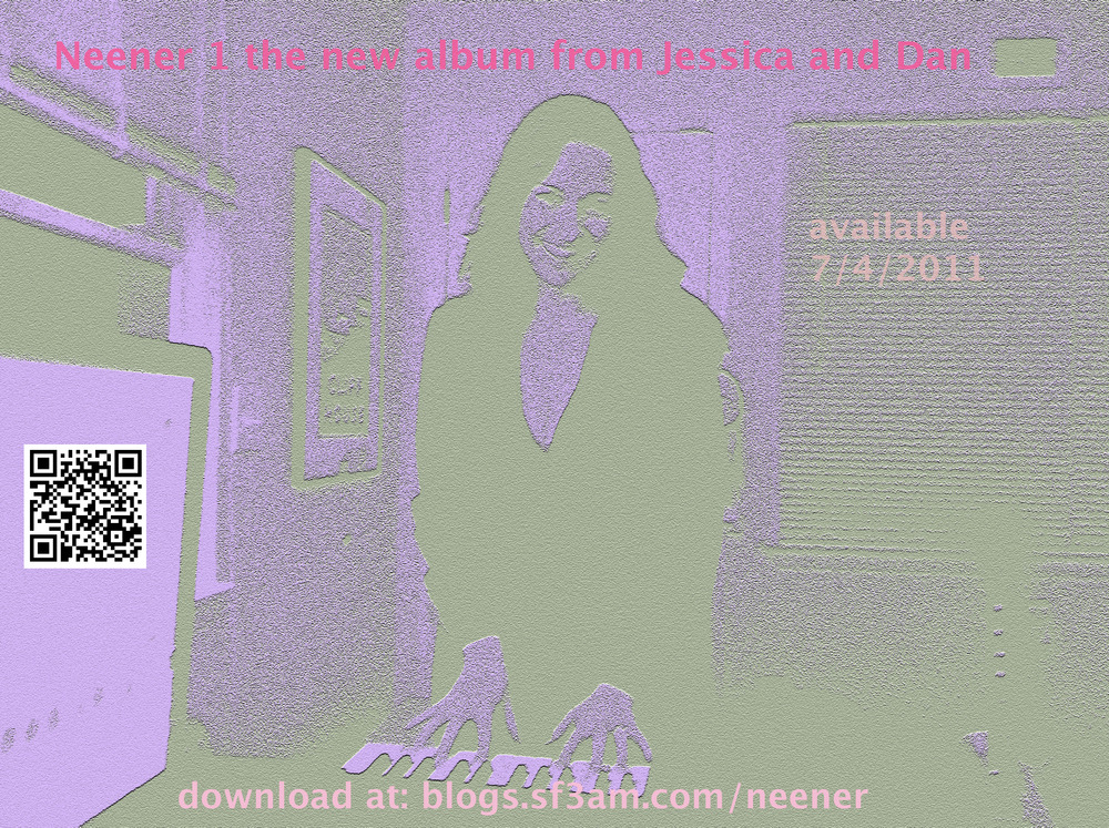 Neener 1 album poster featuring Jessica and a QR code